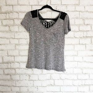 Neon Soul Short Sleeve Grey T-Shirt w/ Black Lace